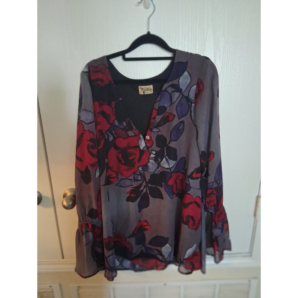 Show Me Your Mumu Perveen Blouse Tunic Beauty and the Rose Floral Smock Size M